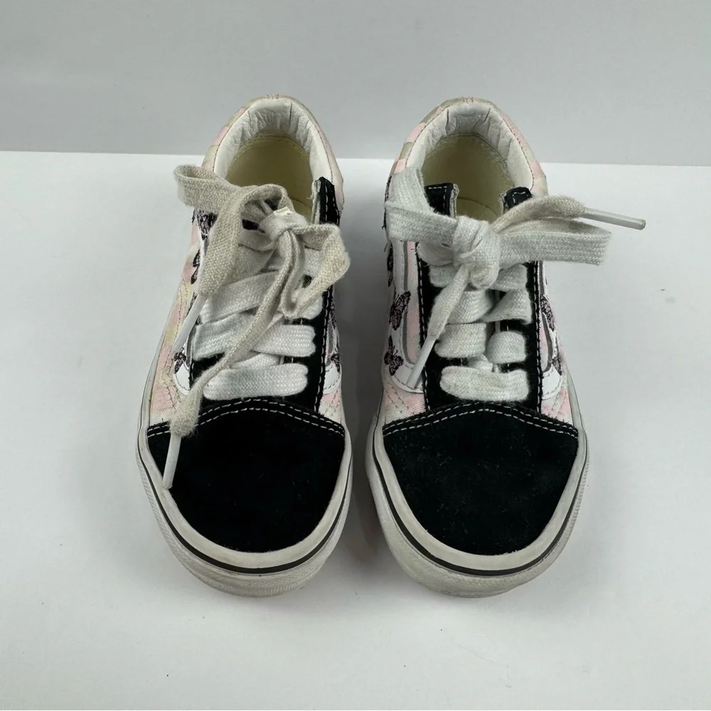 Vans Kids Old skool Black and White Butterfly skate Sneakers size 11